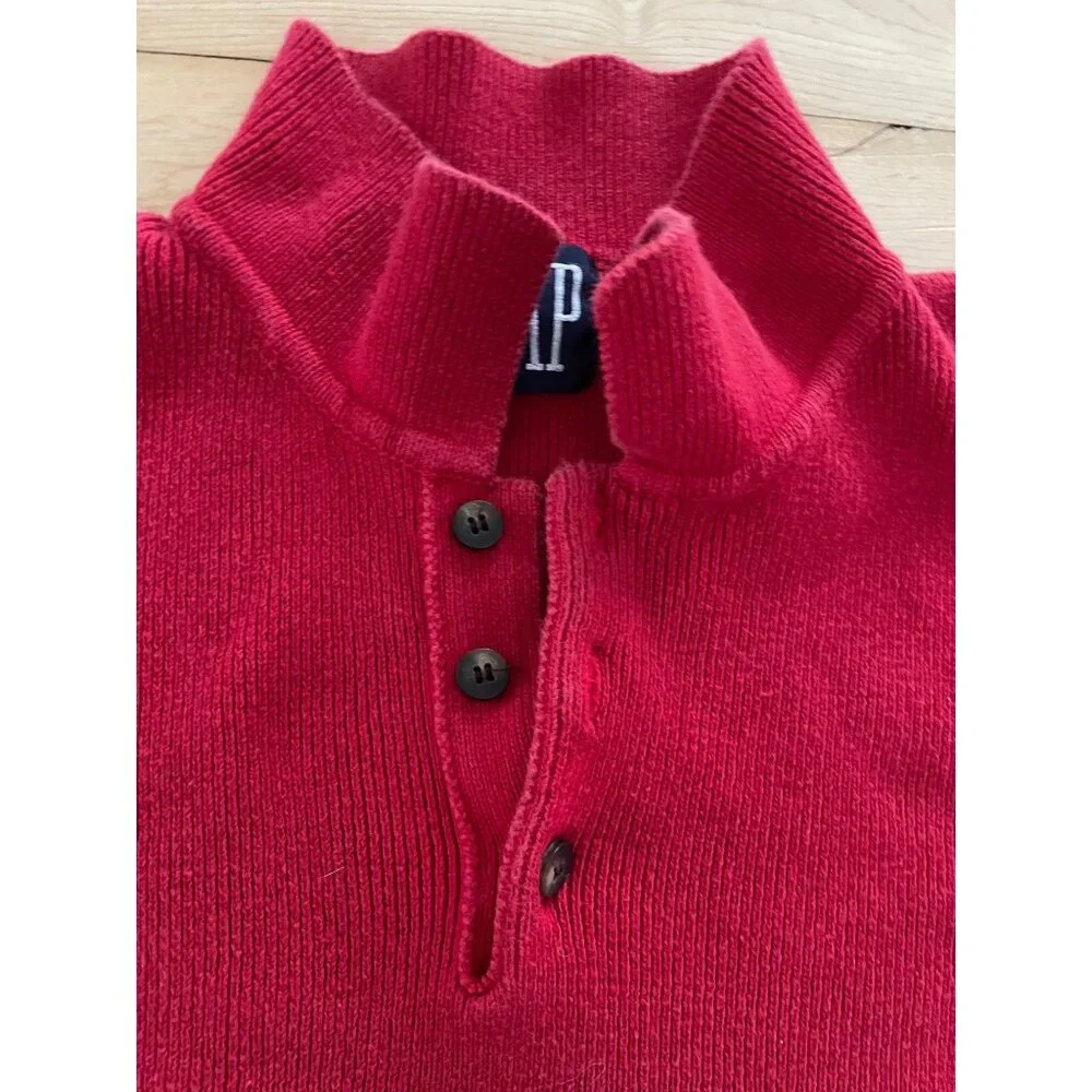 Vintage GAP Red Cotton Knit Sweater Men XL Rugby Polo Streetwear Preppy Heritage - Picture 5 of 12